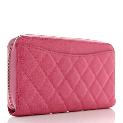 Chanel Caviar Quilted Large Gusset Zip Around Wallet Pink 3 of 9