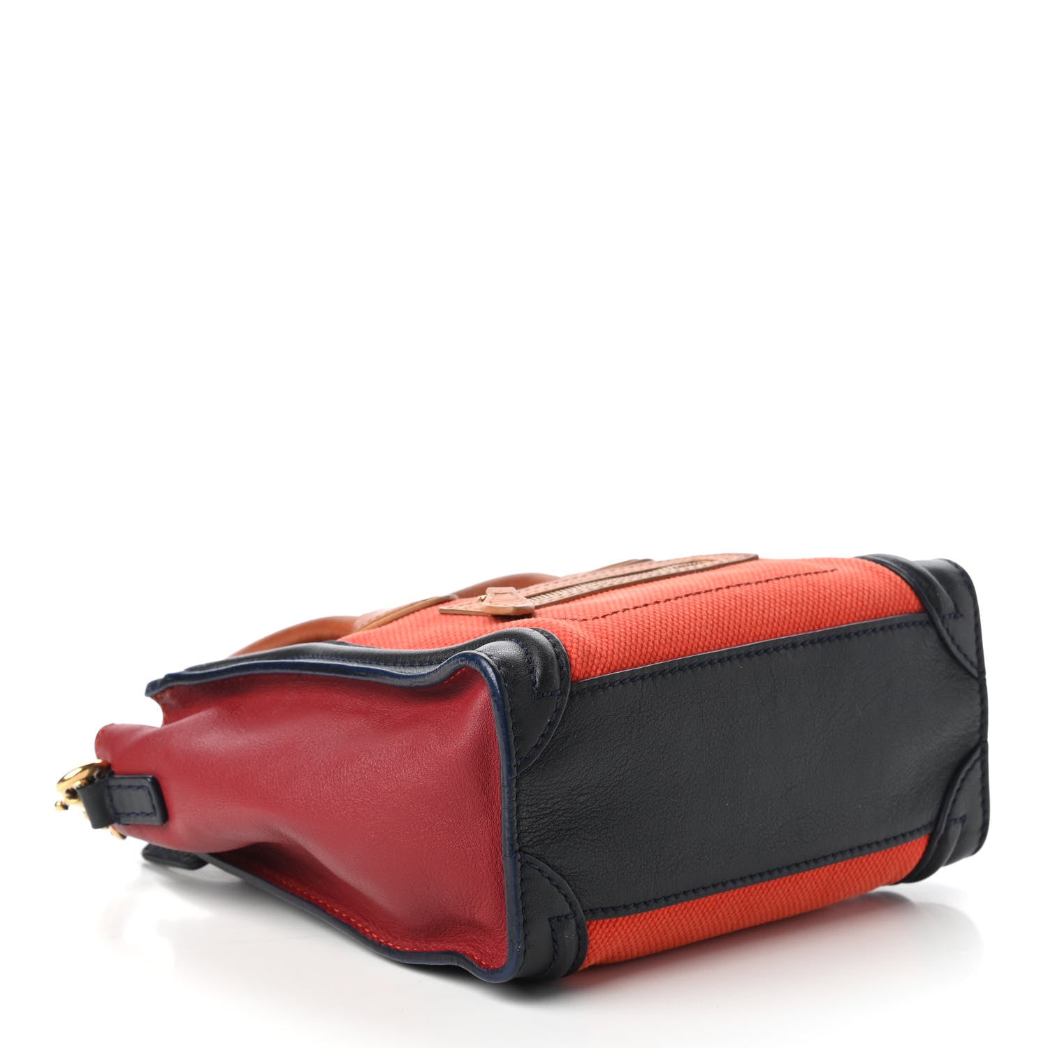 Celine Calfskin Linen Nano Tri-Color Luggage Poppy 4 of 11