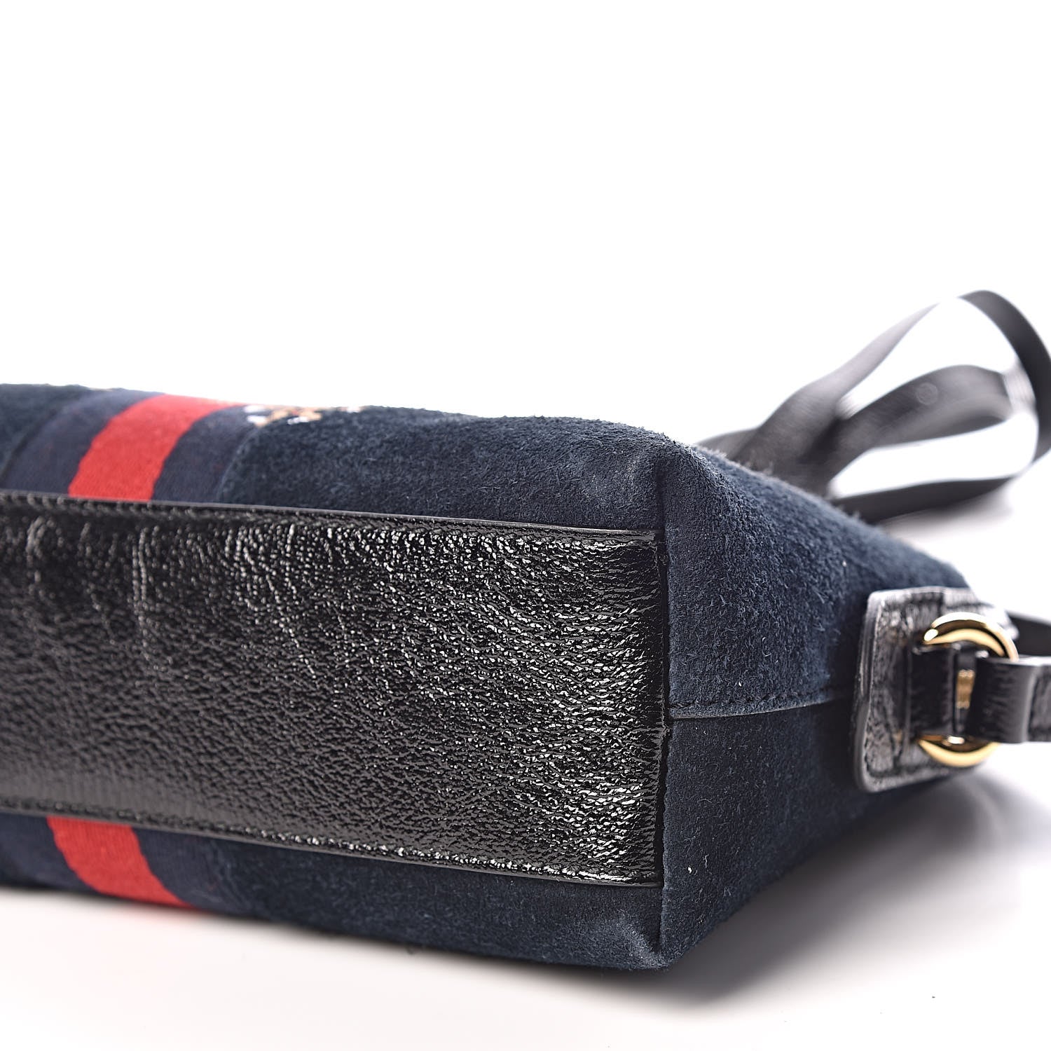 Gucci Suede Patent Dragon Embroidered Small Ophidia Dome Shoulder Bag Blue Multicolor Black 9 of 14