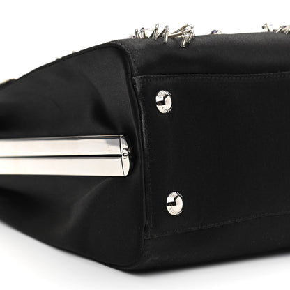 Prada Satin Raso Crystal Embellished Ricamo Shoulder Bag Black 10 of 11