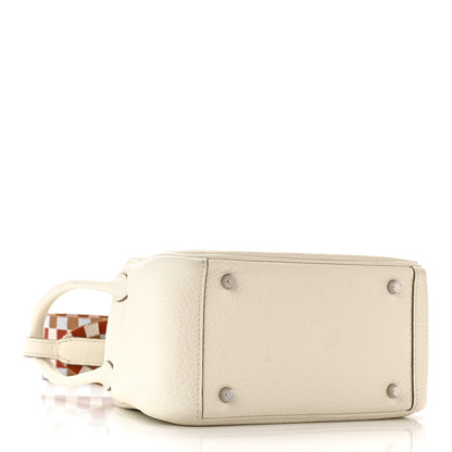 Hermes Taurillon Clemence Maxi Quadrille Mini Lindy 20 Mushroom Chai Nata Bleu Brume 4 of 11