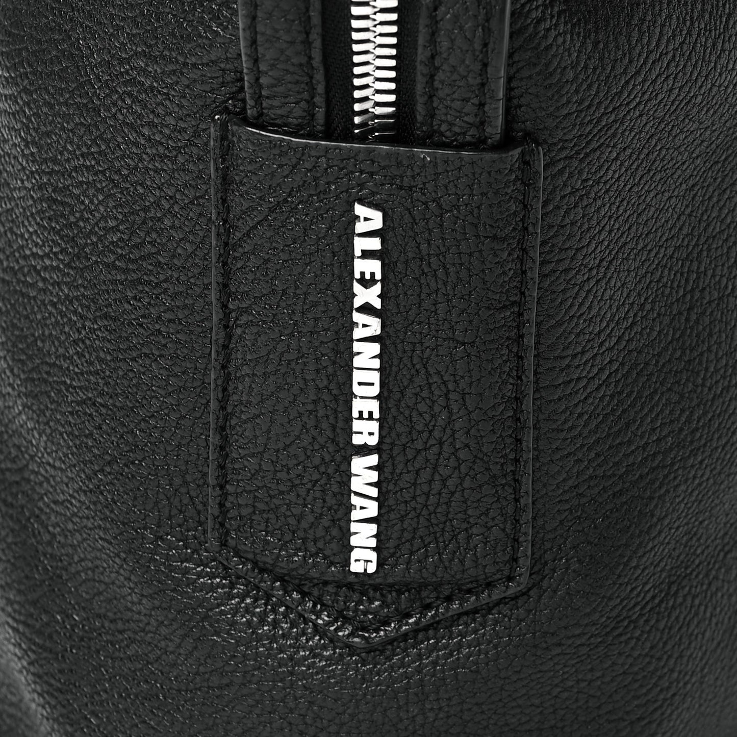 Pebbled Calfskin Large Emile Black Silver Hardware