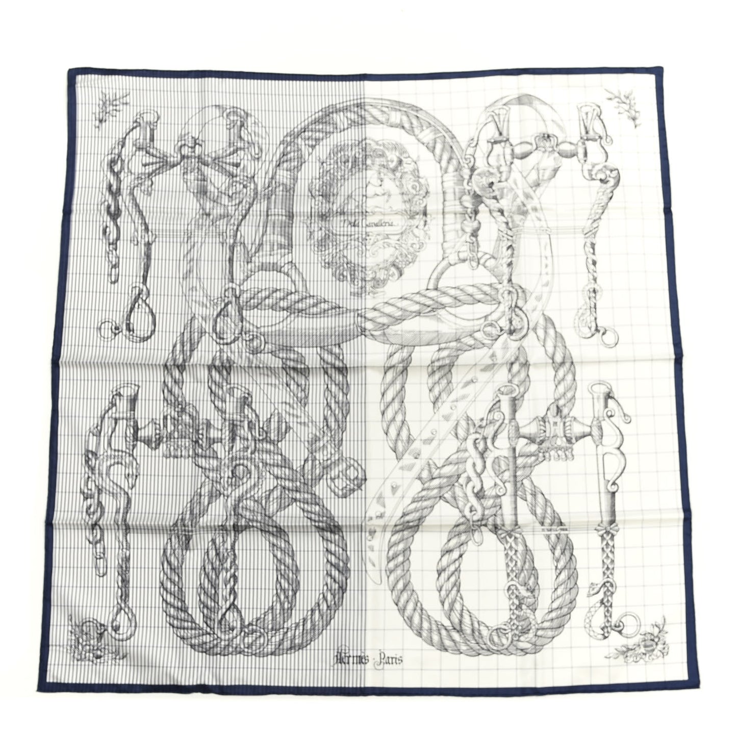Silk Della Cavalleria Finesse Scarf 90 Marine White