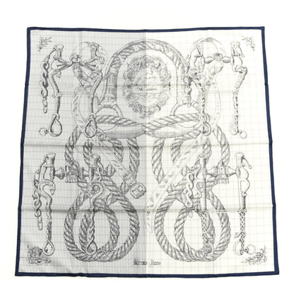 Hermes Silk Della Cavalleria Finesse Scarf 90 Marine White 1 of 4