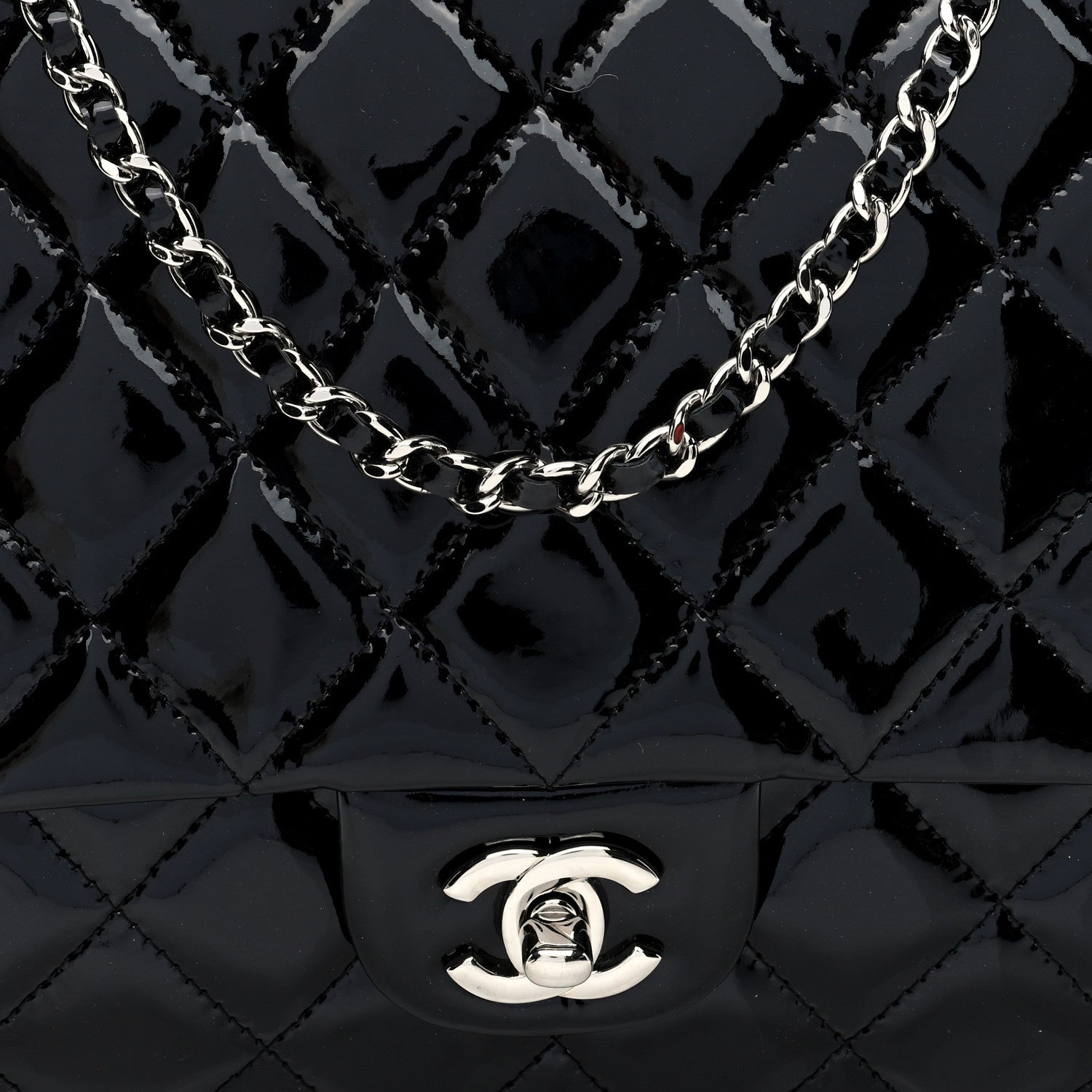 Chanel Patent Quilted Clutch with Chain Flap Black 8 of 10