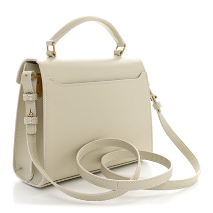 Saint Laurent Grain de Poudre Mini Classic Monogram Cassandra Top Handle Vintage White 2 of 9