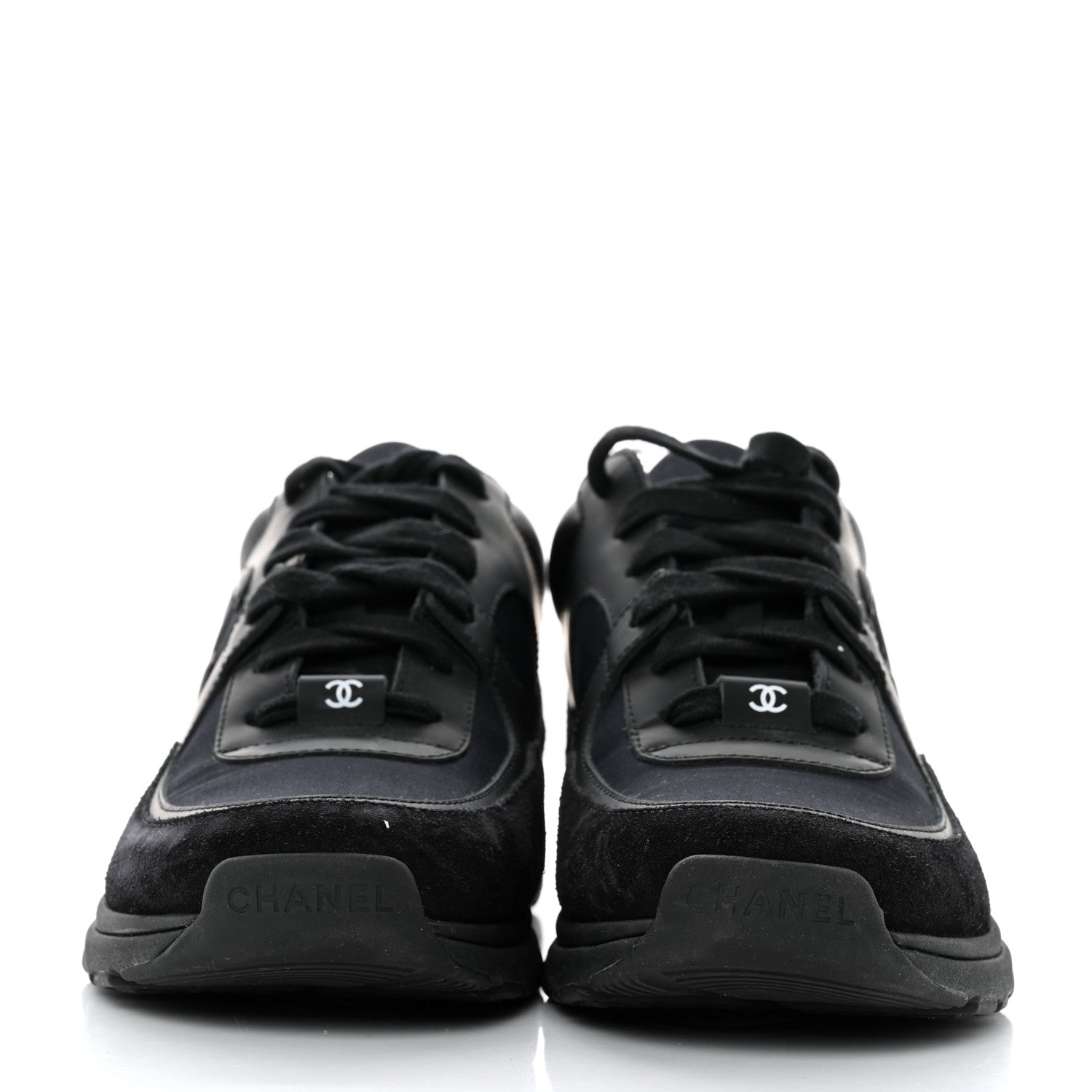 Chanel Toile Suede Calfskin CC Sneakers 36.5 Black 2 of 8