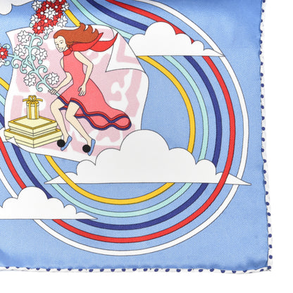 Hermes Silk Carres Volants Scarf 70 Bleu Myosotis White 3 of 5