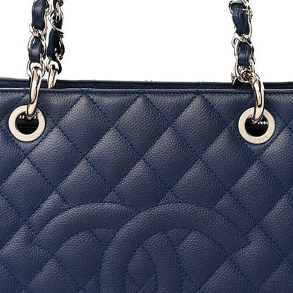 Chanel Caviar Quilted Grand Shopping Tote GST Dark Navy Blue 8 of 11