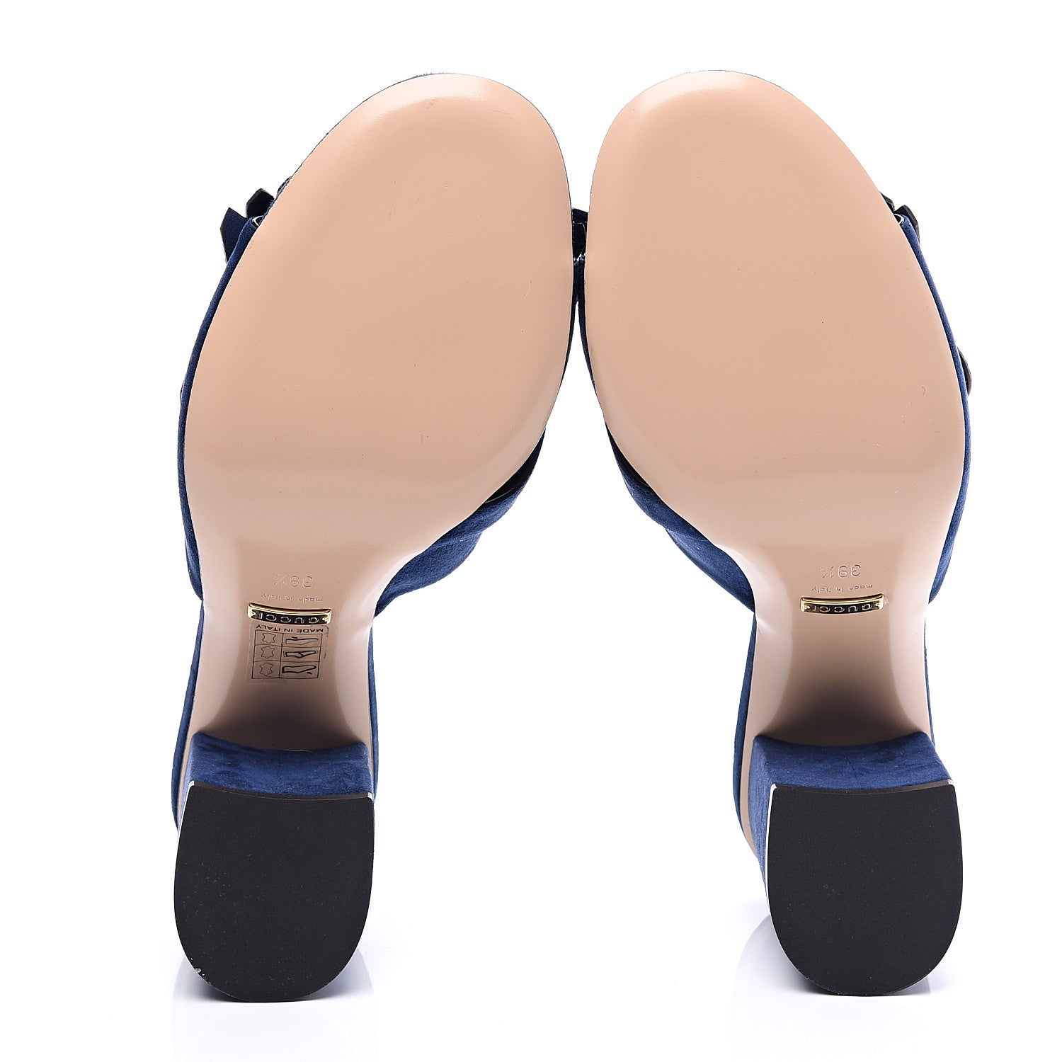 Gucci Kid Scamosciato GG Marmont Fringe 75mm Slide Sandals 39.5 Blue Ink 6 of 10