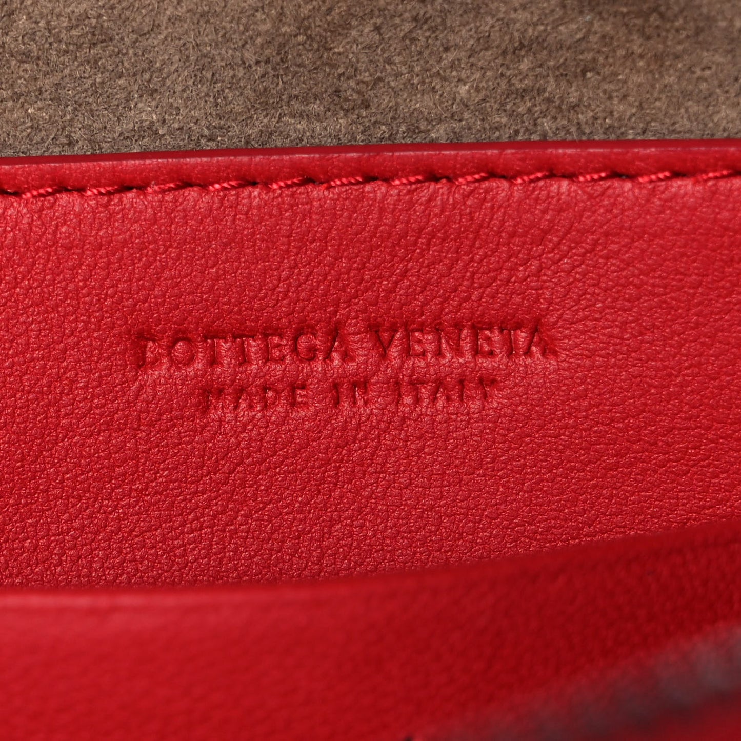 Nappa Intrecciato Biletto Chain Crossbody Red