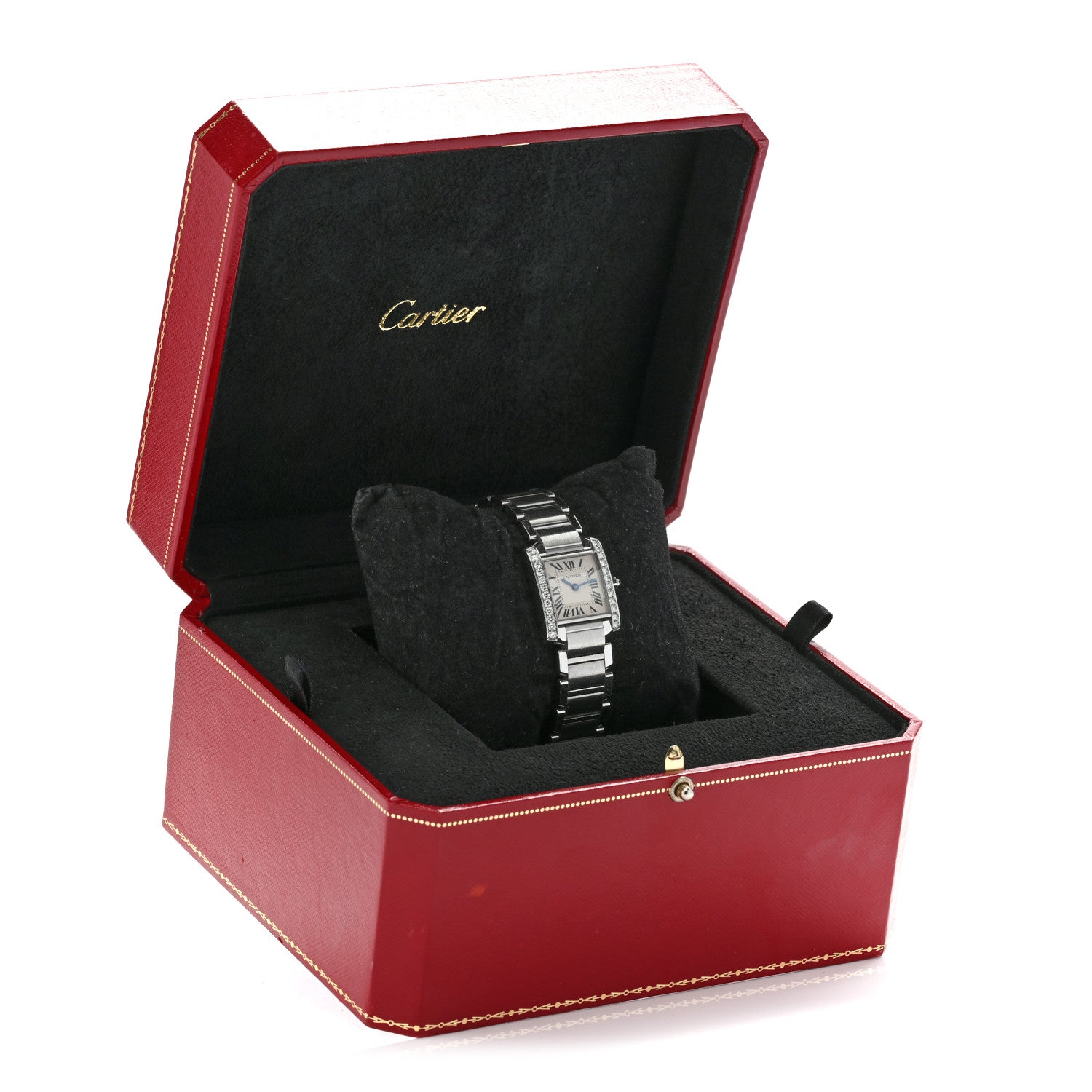 Cartier Stainless Steel Diamond Bezel 20mm Tank Francaise Quartz Watch 5 of 5