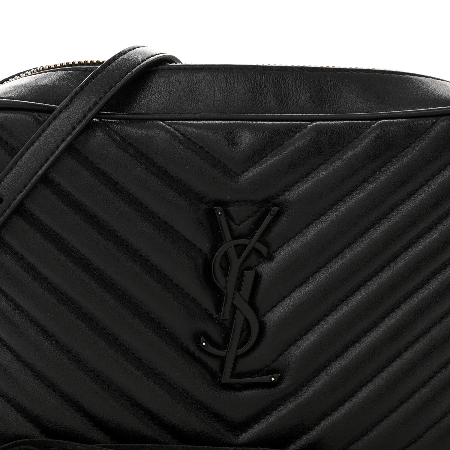 Saint Laurent Calfskin Matelasse Monogram Monochrome Lou Camera Bag Black 8 of 19