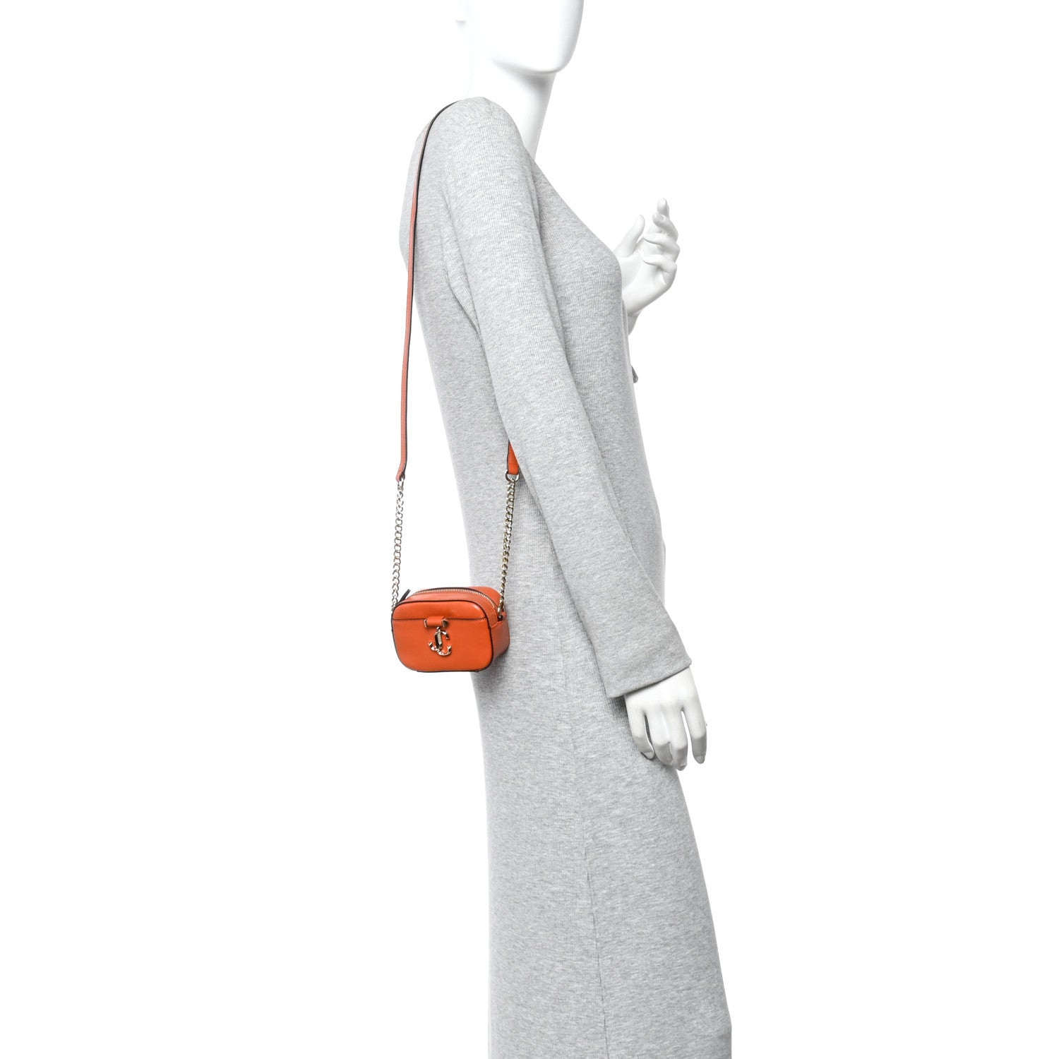 ショルダーバッグ JIMMY CHOO Micro Hale Jimmy Choo Calfskin Micro Hale Crossbody Amber Orange 1856289