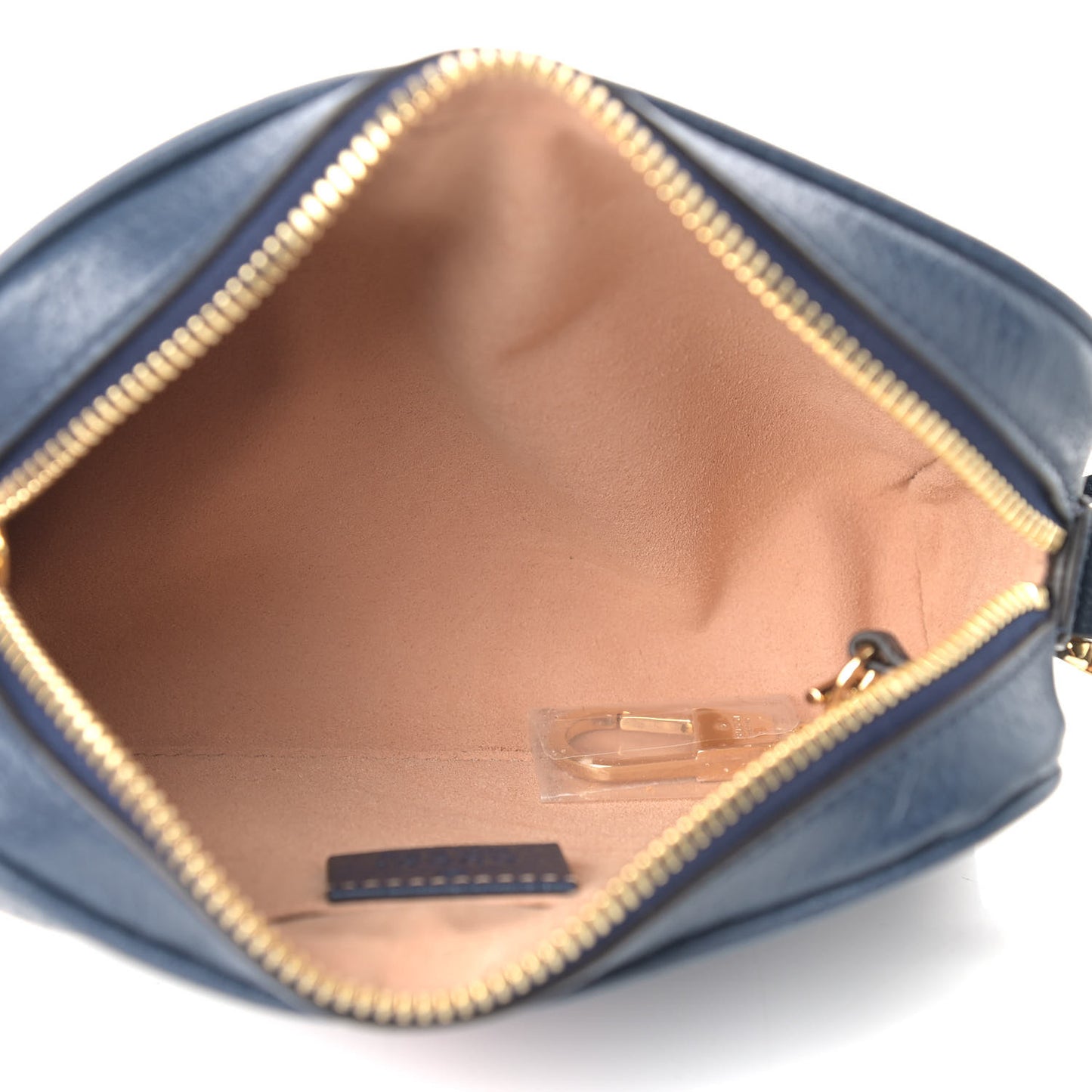 Textured Calfskin Web Mini Ophidia Shoulder Bag Blue Agata