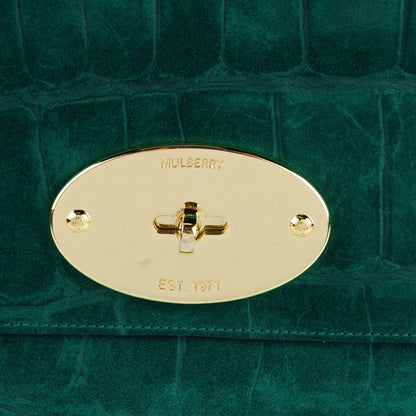 Mulberry Crocodile Embossed Suede Bayswater Clutch Emerald 6 of 8