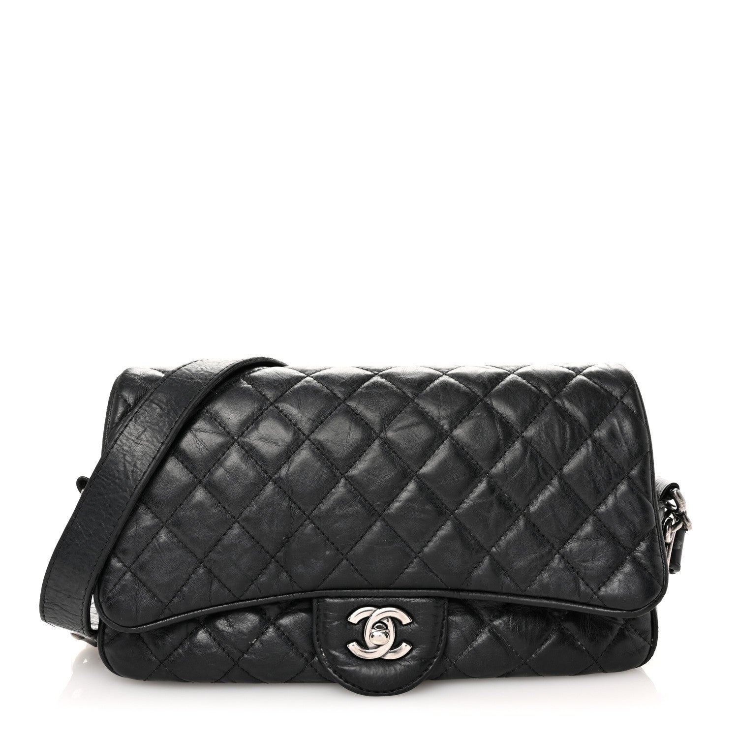 Chanel Crumpled Calfskin Quilted Medium Casual Rock Flap Black 1 of 13