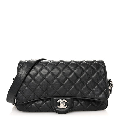 Chanel Crumpled Calfskin Quilted Medium Casual Rock Flap Black 1 of 13