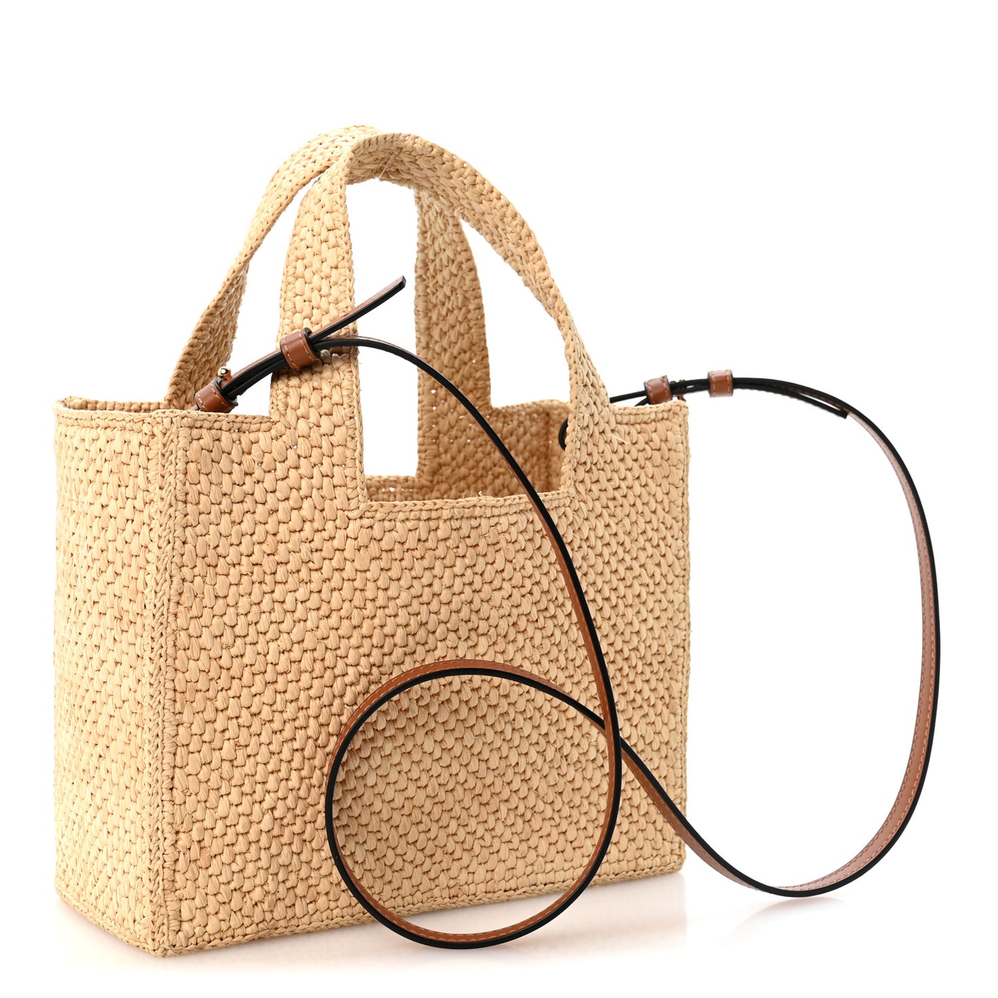 X PAULA'S IBIZA Raffia Small Font Tote Natural Tan