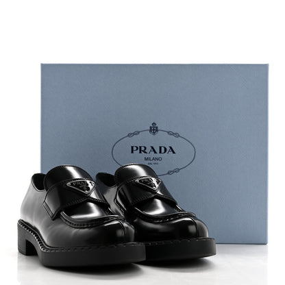 Prada Spazzolato Metal Triangle Logo 50mm Loafers 37 Black 9 of 9