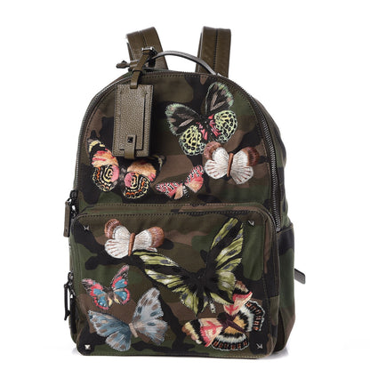 Valentino Garavani Canvas Butterfly Backpack Camo Green 1 of 8