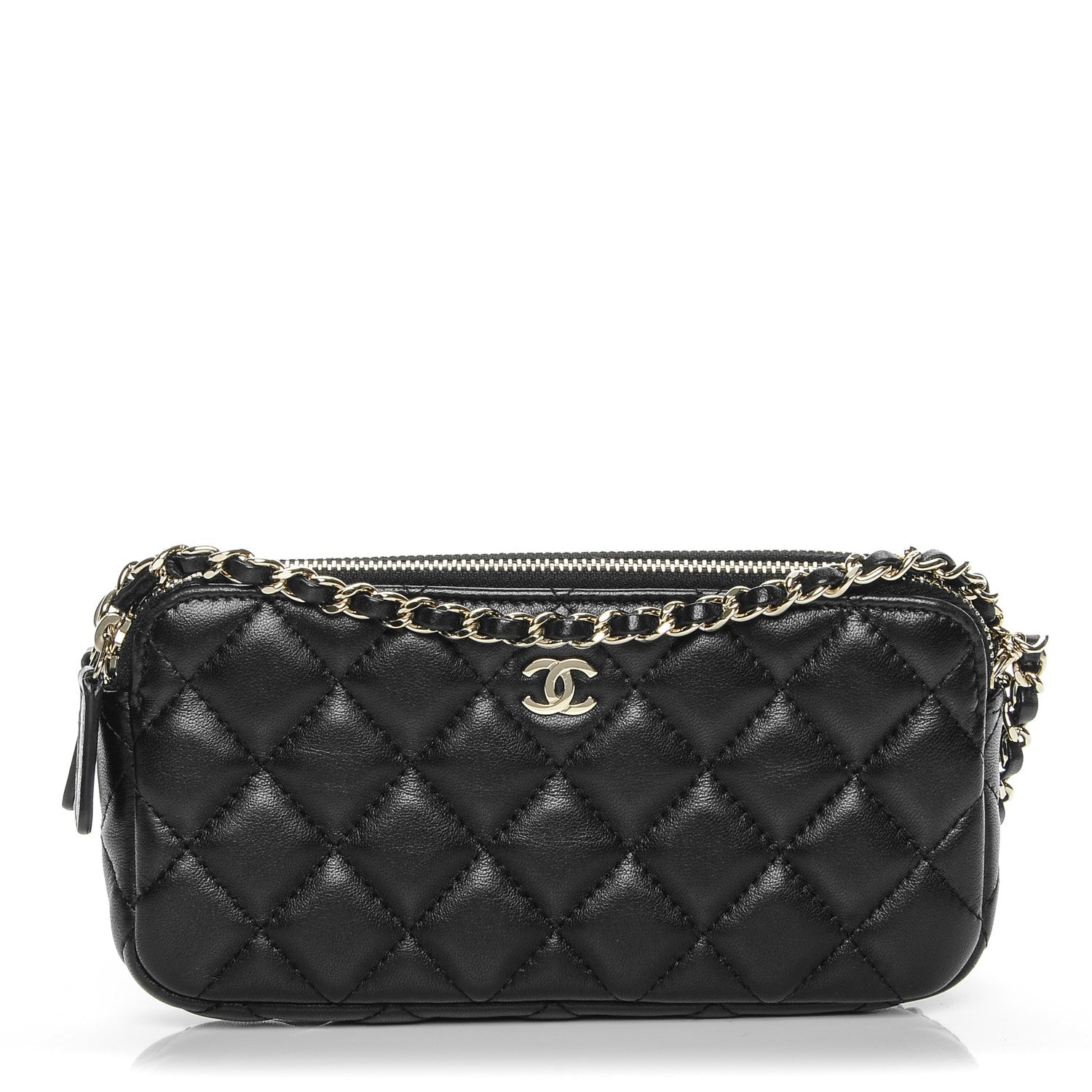 Chanel Lambskin Quilted Small Clutch With Chain Black 1 of 9