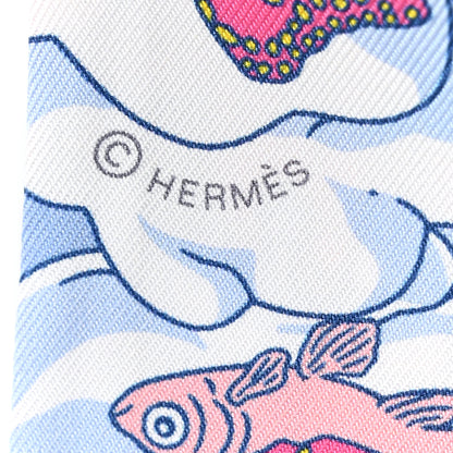 Hermes Silk Sur Mon Nuage Twilly Fuchsia Bleu Multicolor 4 of 4