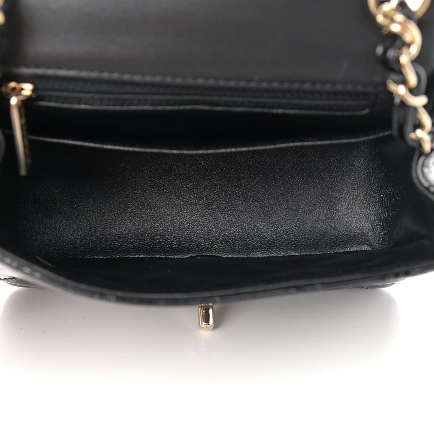 Patent Calfskin Quilted Mini Square Flap Black