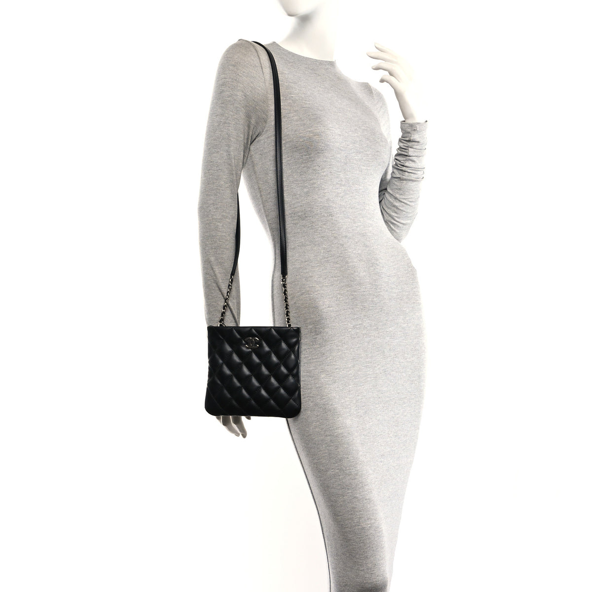 Lambskin Quilted Uniform Crossbody Bag Black