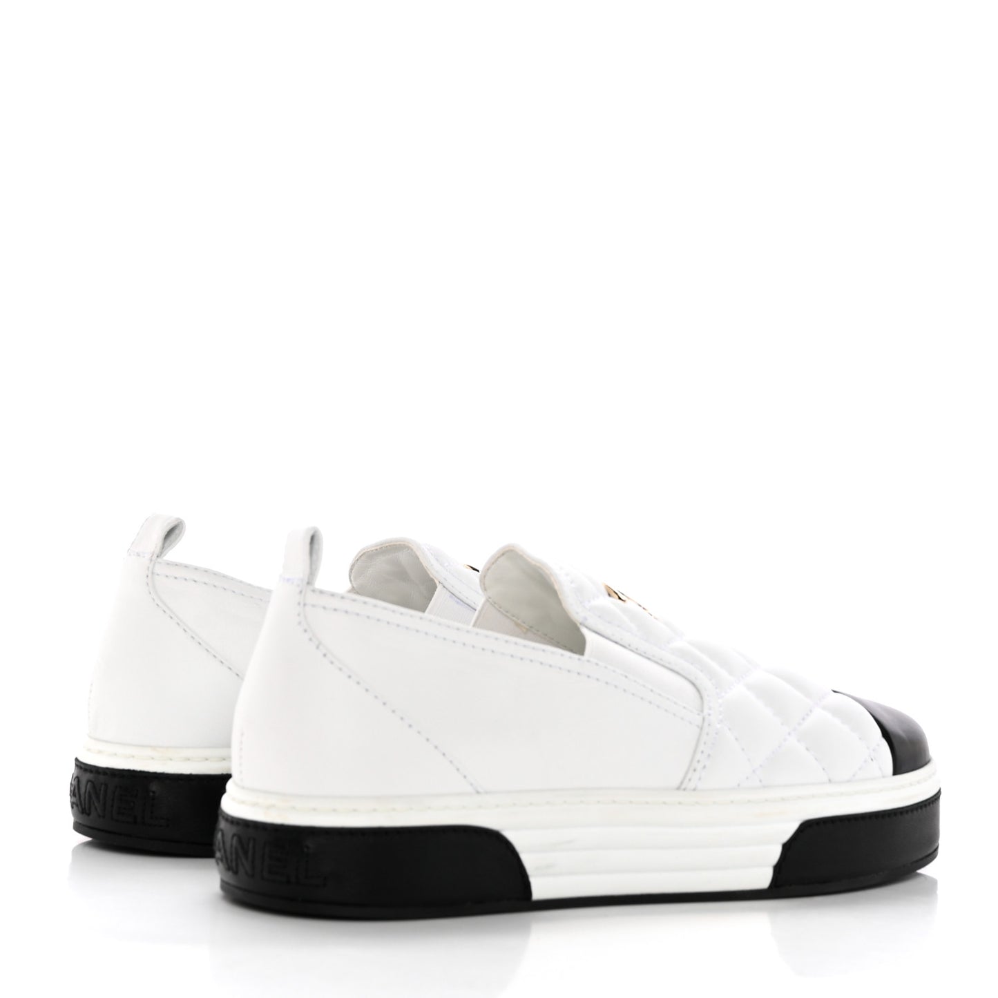 Lambskin Quilted Womens CC Stroll Sneakers 40 White