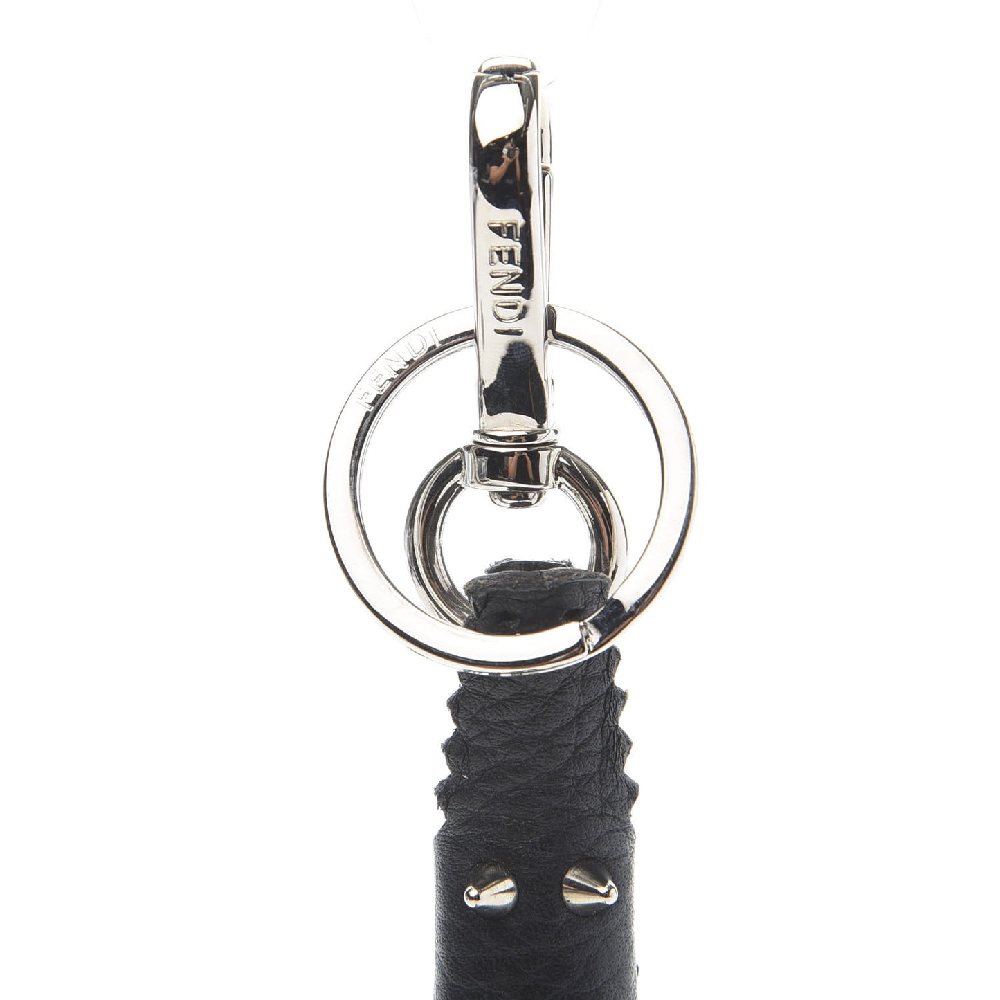 Calfskin Gator Charm Key Fob Black