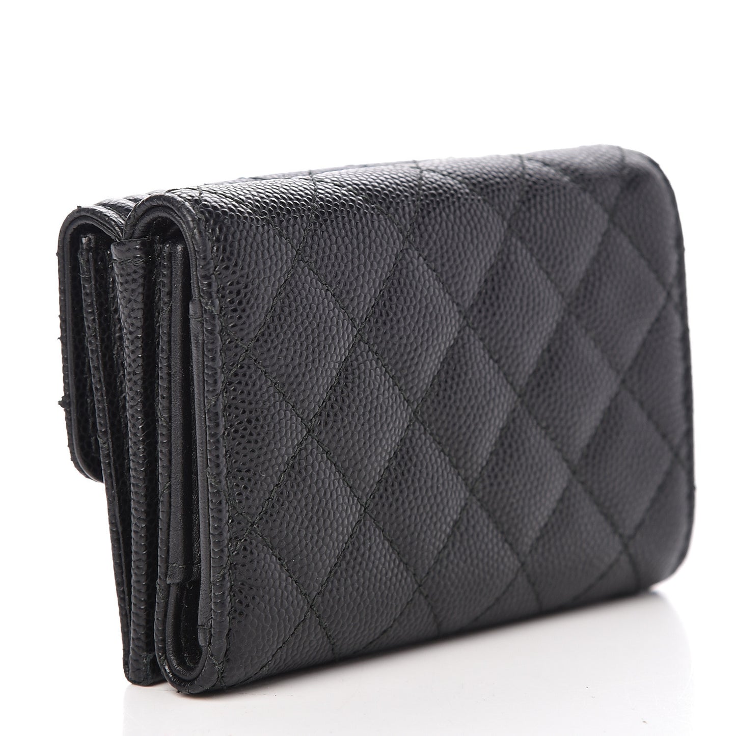 Caviar Quilted Small Boy Flap Wallet Black