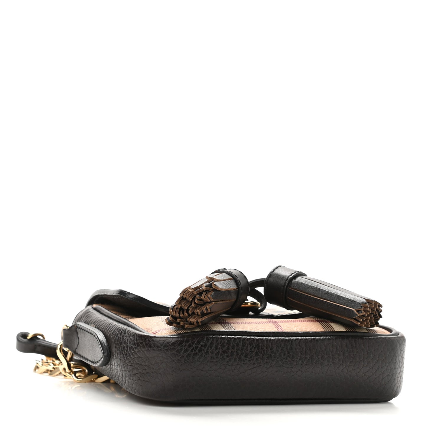 Haymarket Check Mini Tassel Crossbody Bag Chocolate