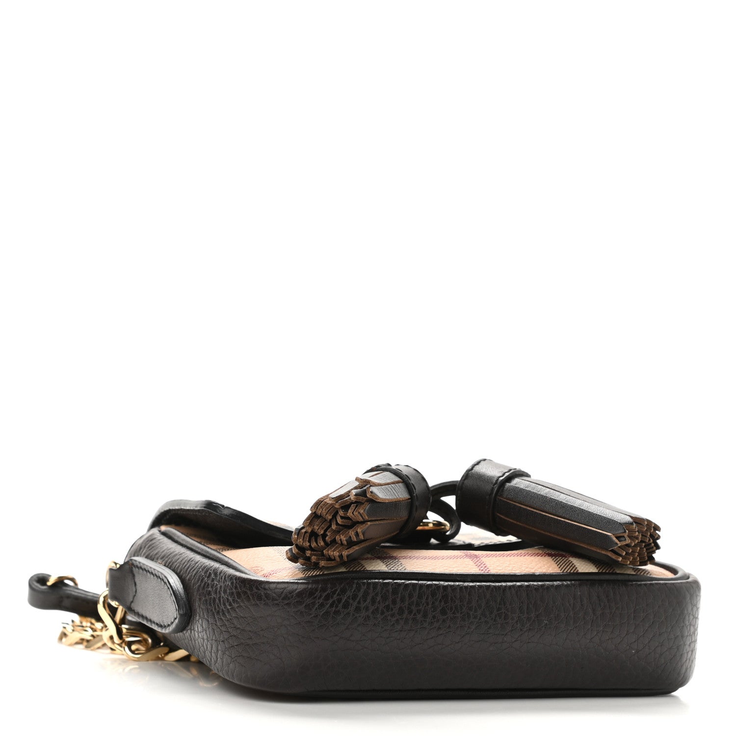 Burberry Haymarket Check Mini Tassel Crossbody Bag Chocolate 4 of 12