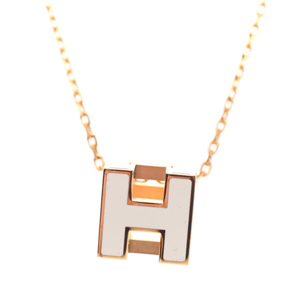 Hermes Gold Lacquered Cage d'H Pendant Necklace White 3 of 4