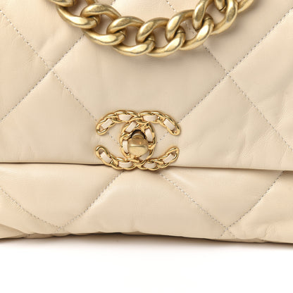 Chanel Goatskin Quilted Large Chanel 19 Flap Beige 10 of 10