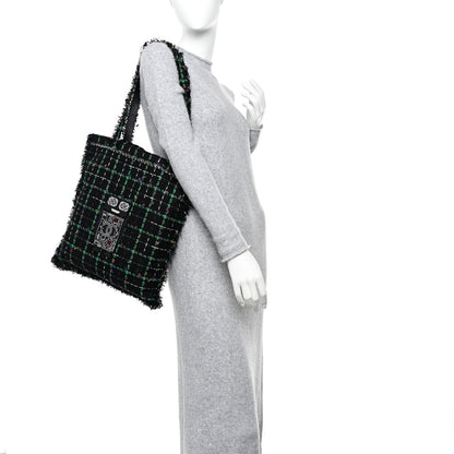 Chanel Tweed Large Robot Shopping Bag Black Multicolor 2 of 11