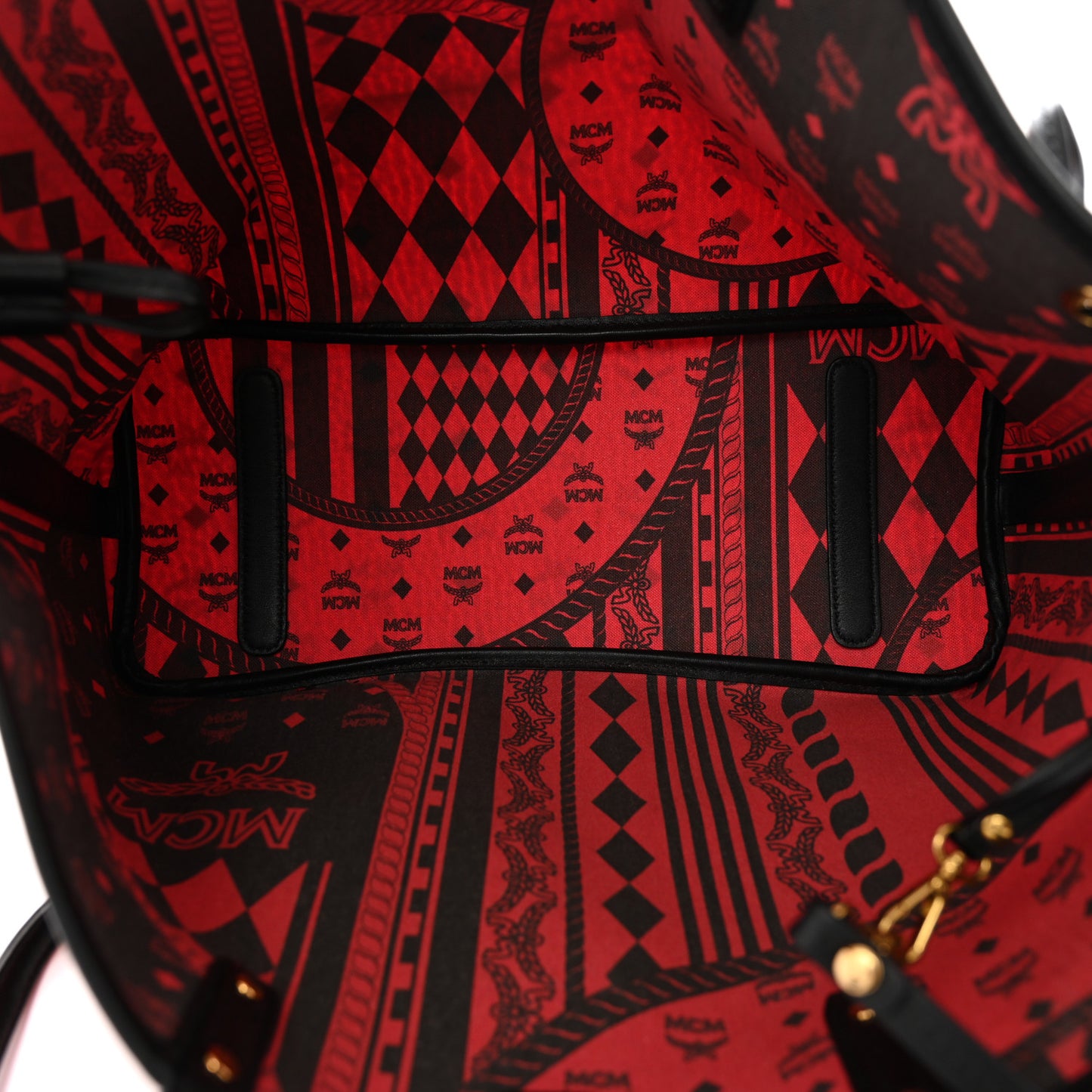 Visetos Medium Project Reversible Shopper Tote Ruby Red Black