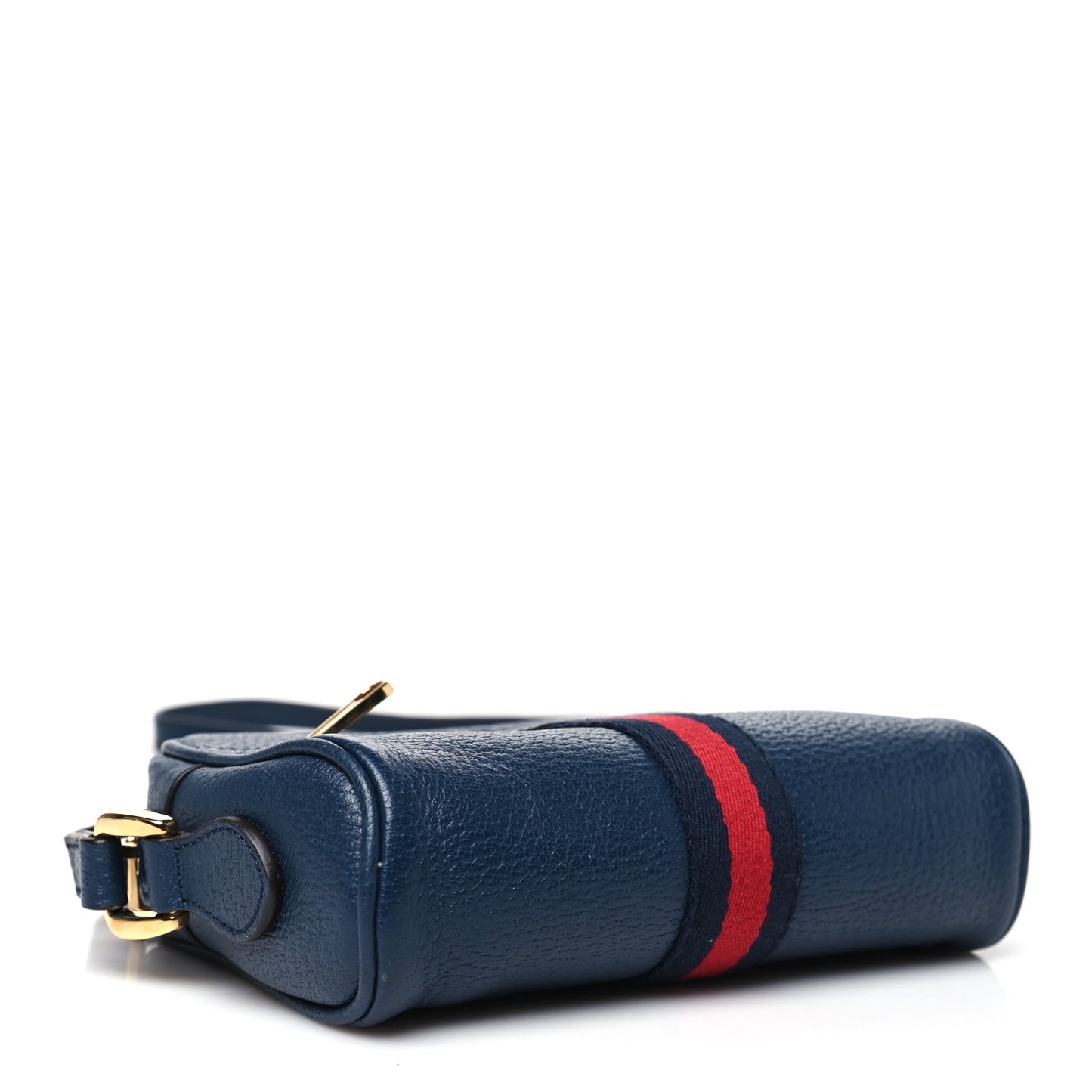 Textured Calfskin Web Mini Ophidia Shoulder Bag Blue Agata