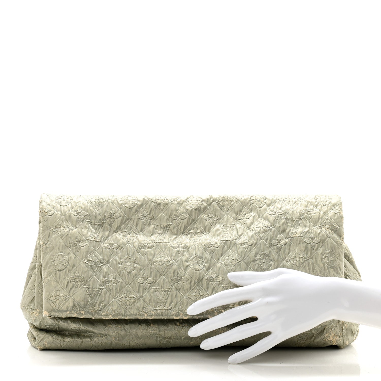 Louis Vuitton Jacquard Quilted Monogram Limelight Clutch GM Perle 2 of 10