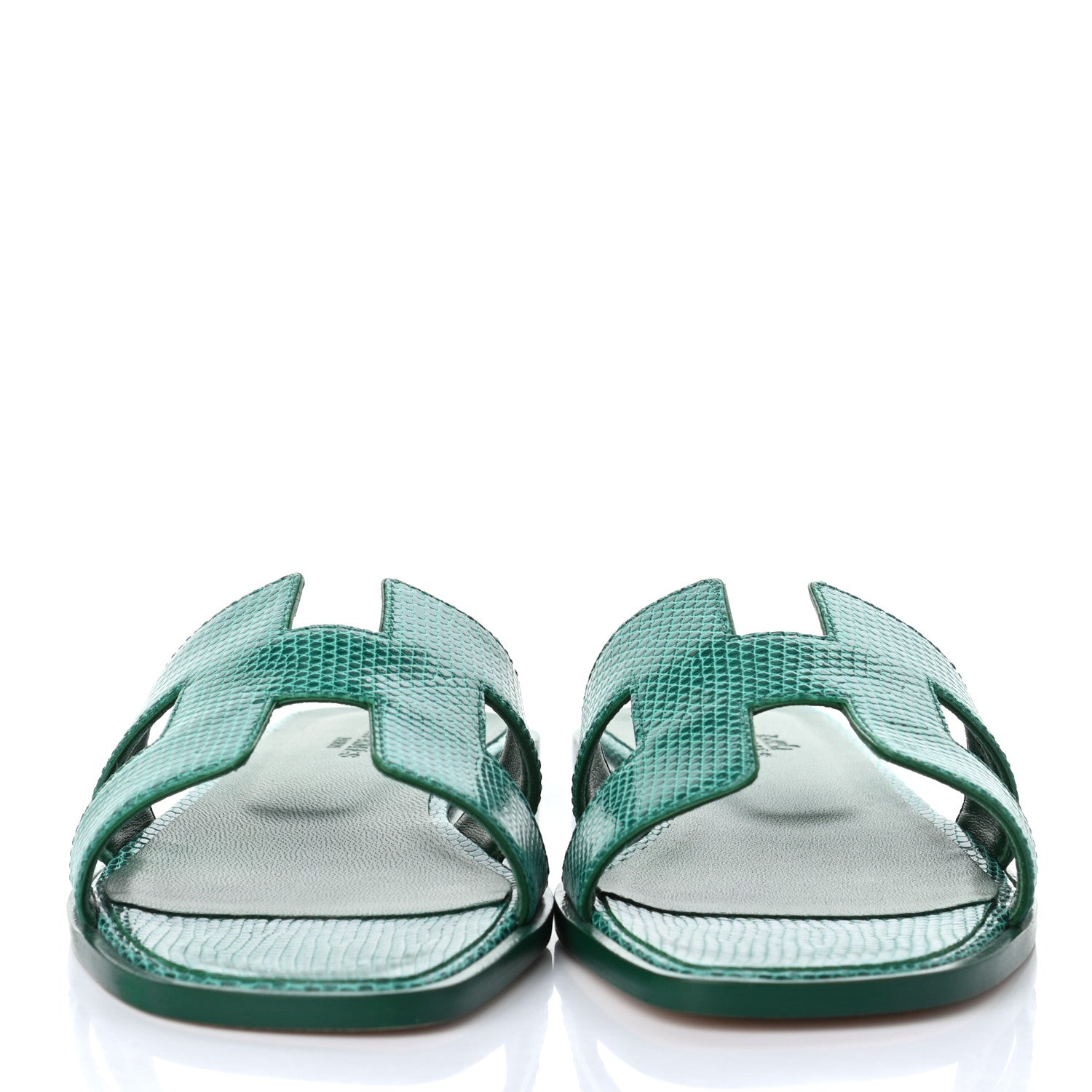 Hermes Lizard Oran Sandals 38 Vert Emeraude 2 of 8