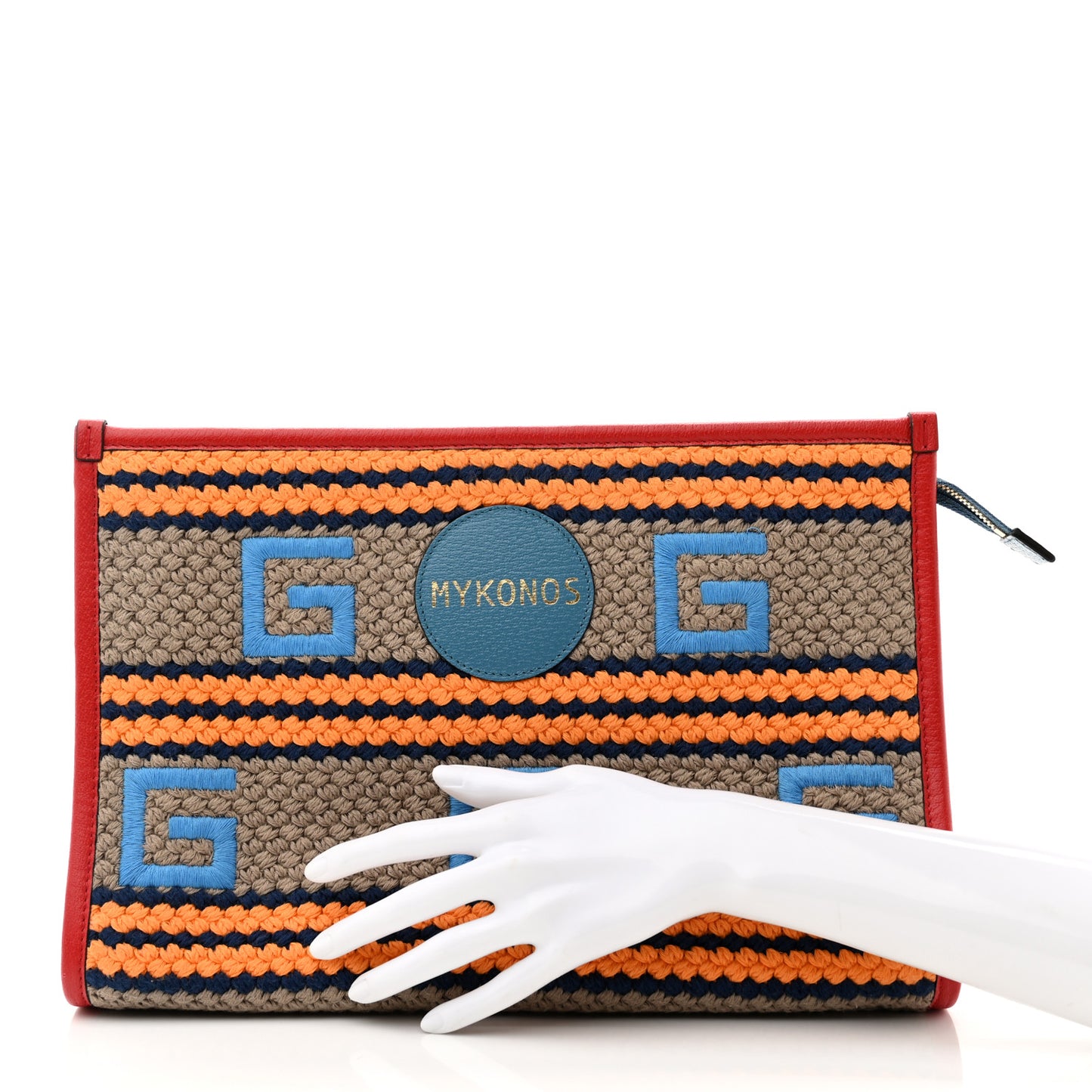 Fabric Embroidered Square G Mykonos Striped Case