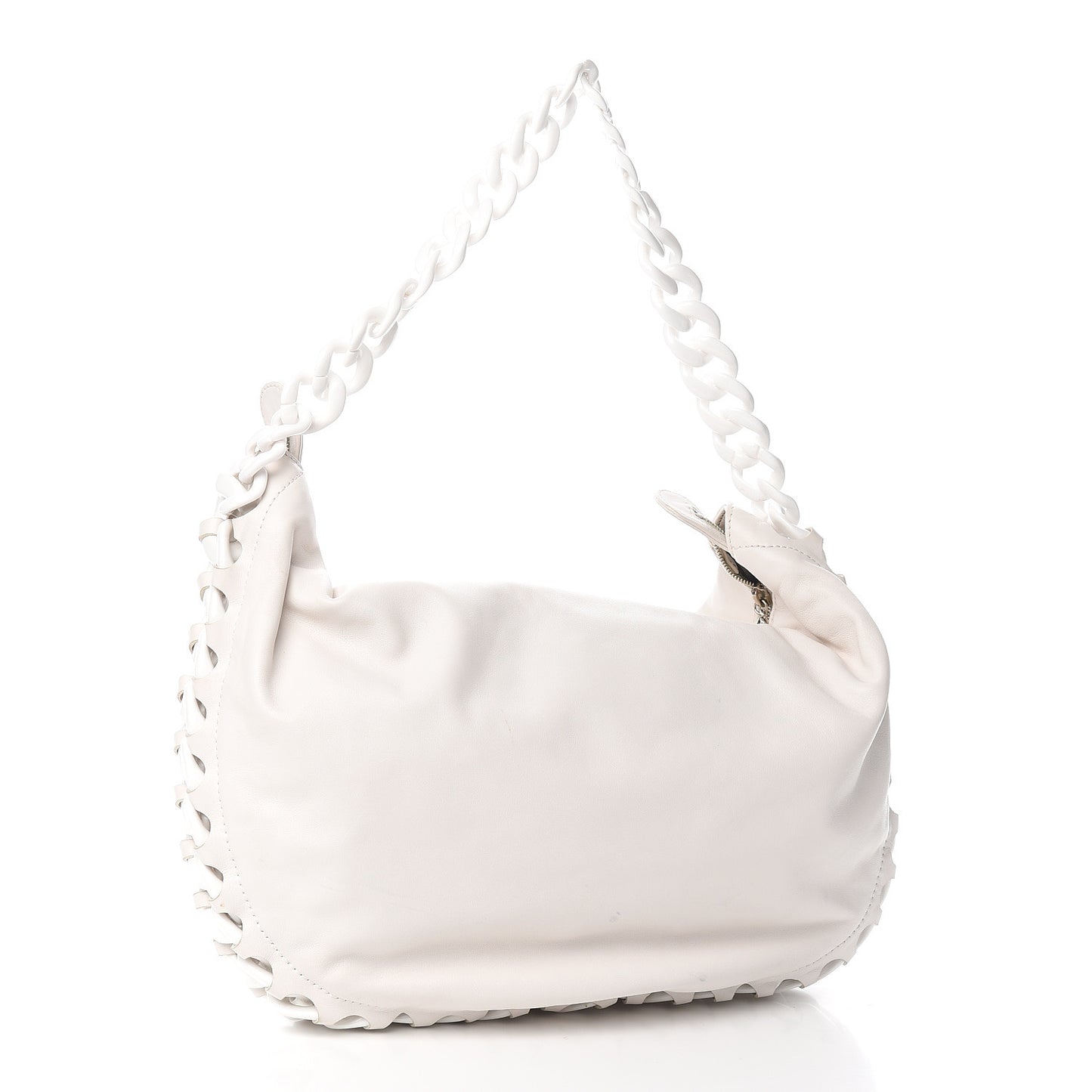 Calfskin Modern Chain Rhodoid Hobo White