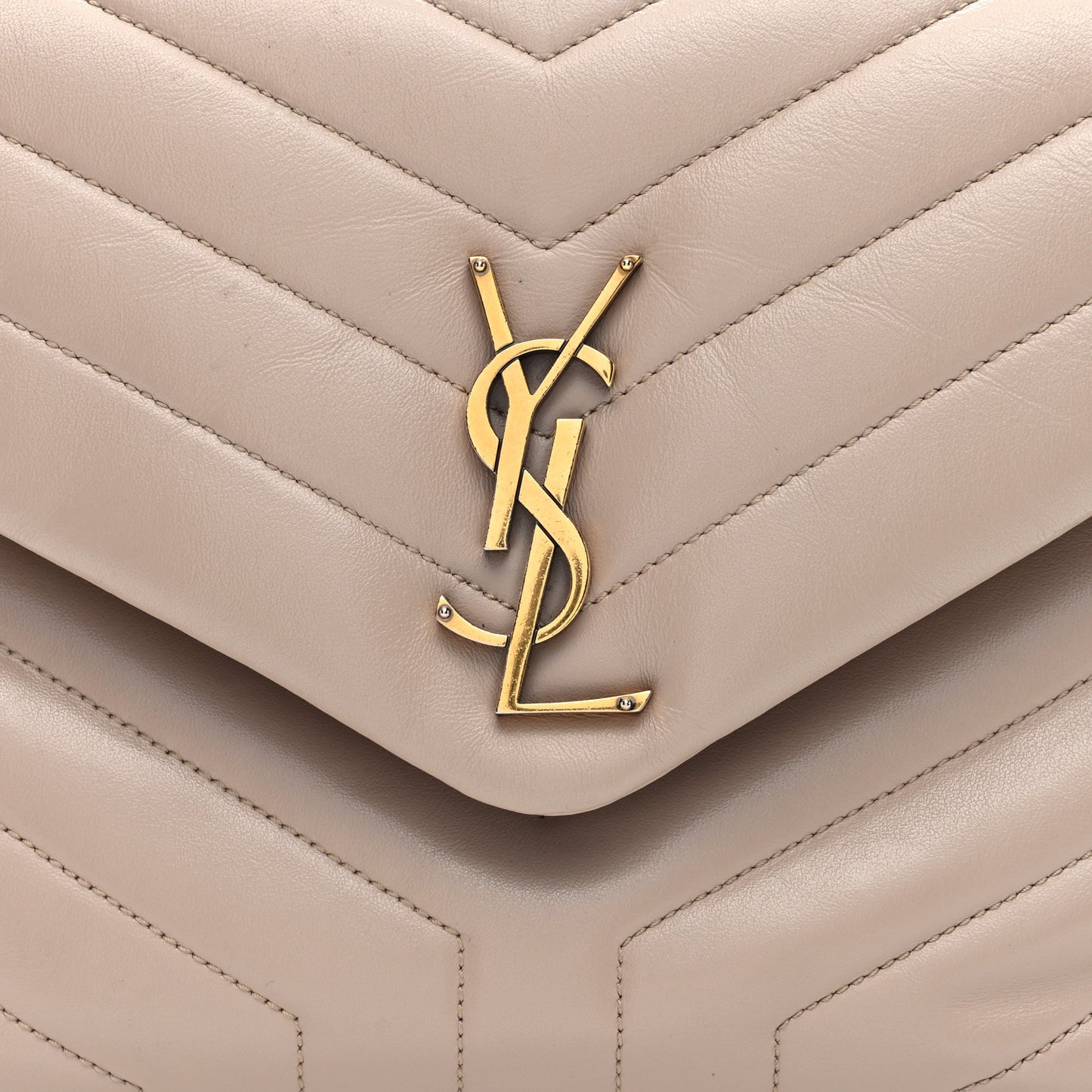 Calfskin Y Quilted Monogram Medium Loulou Chain Satchel Light Natural