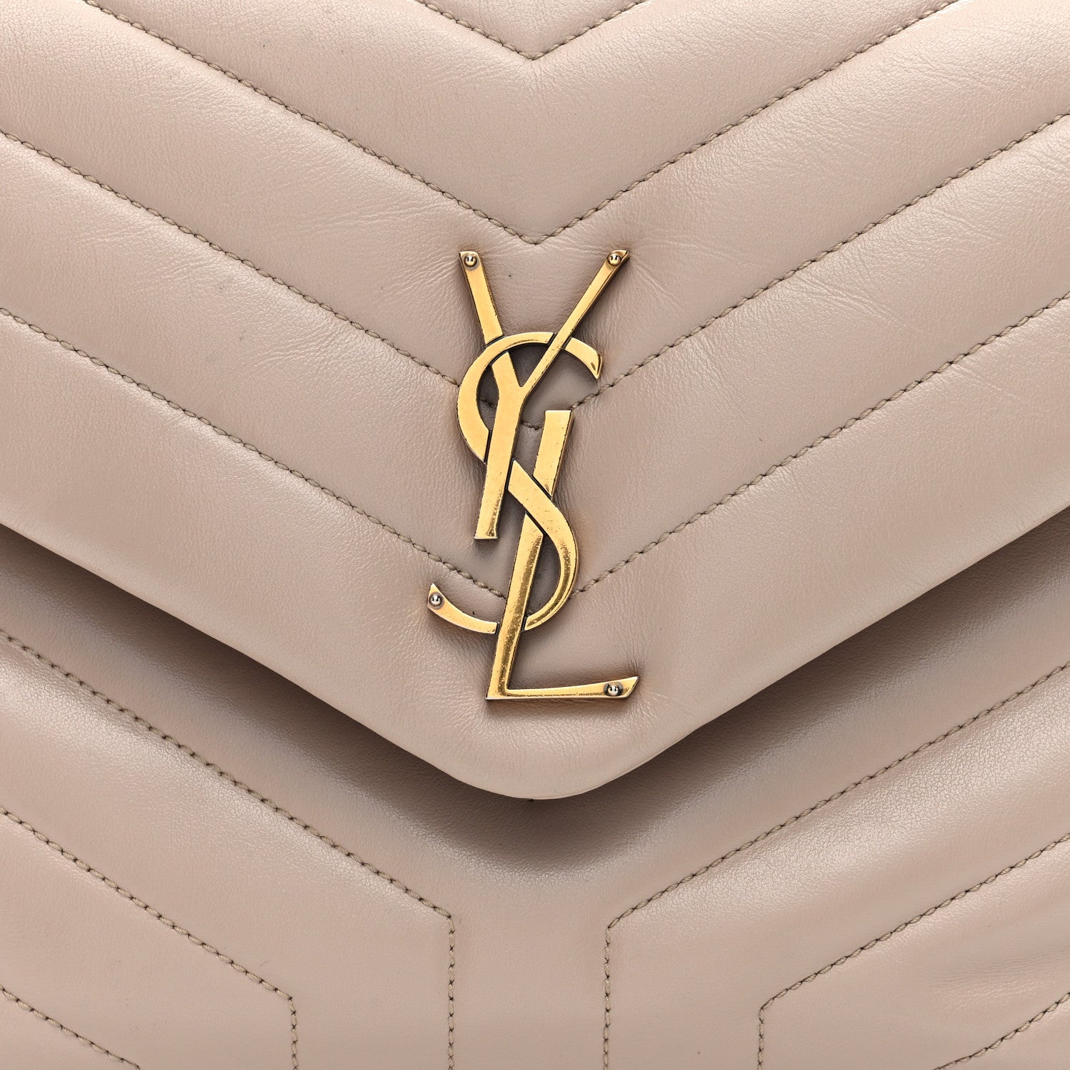 Saint Laurent Calfskin Y Quilted Monogram Medium Loulou Chain Satchel Light Natural 7 of 9