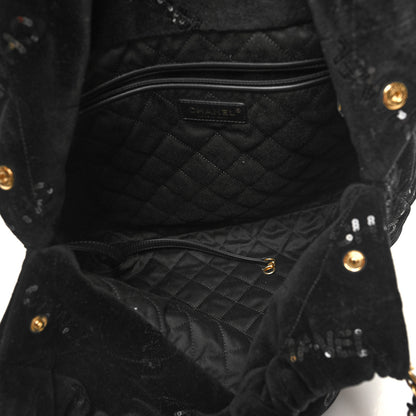 Chanel Velvet Sequin Quilted Chanel 22 Black 5 of 10