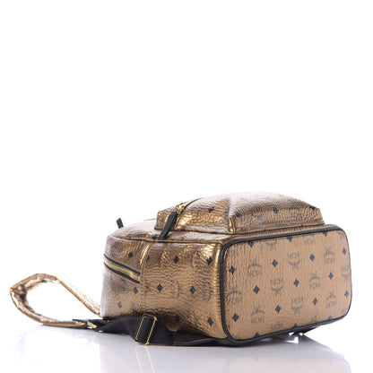 MCM Metallic Visetos Small Stark Backpack Gold 2 of 8