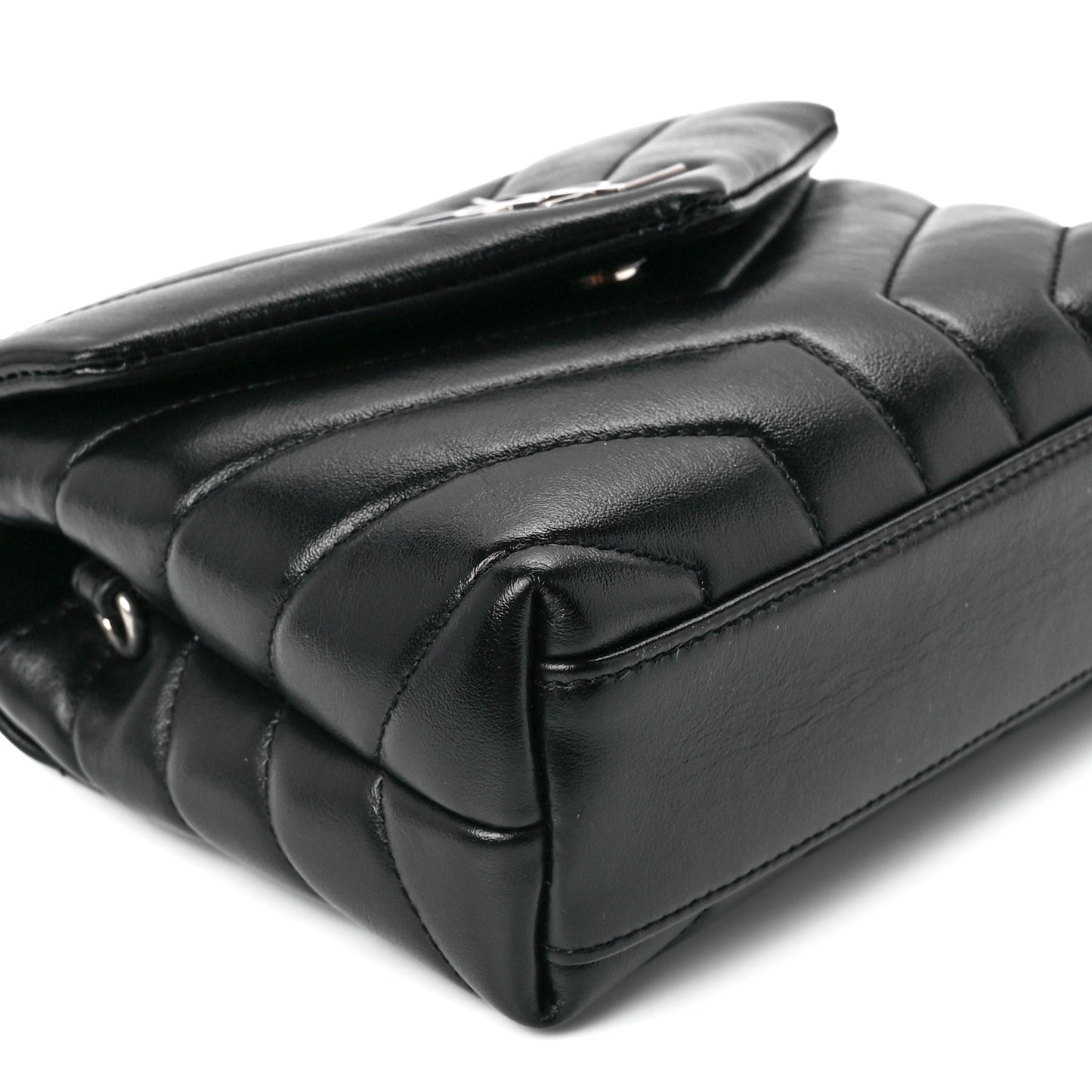Calfskin Y Quilted Monogram Toy Loulou Crossbody Bag Black