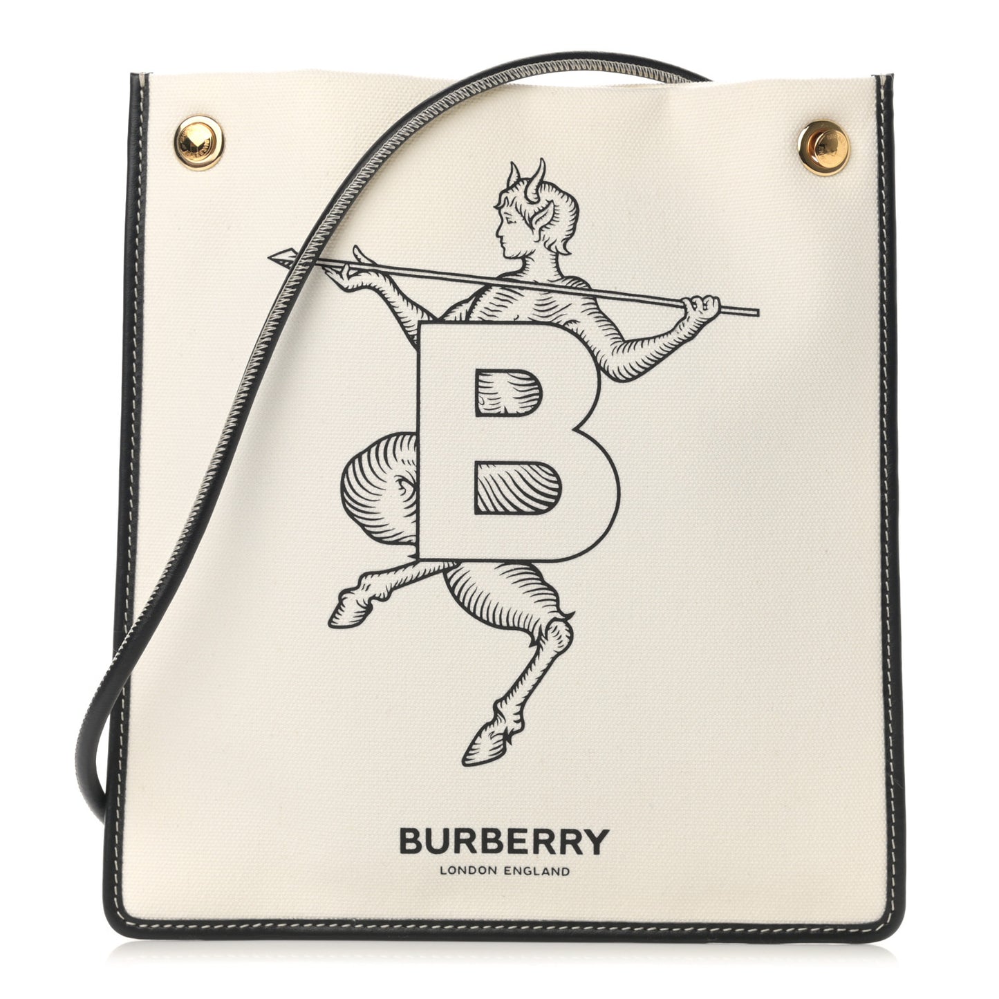 Canvas Mythical Alphabet "B" Faun Print Flat Bag White