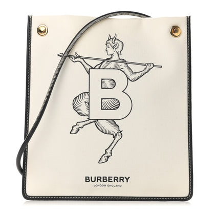 Burberry Canvas Mythical Alphabet "B" Faun Print Flat Bag White 1 of 9